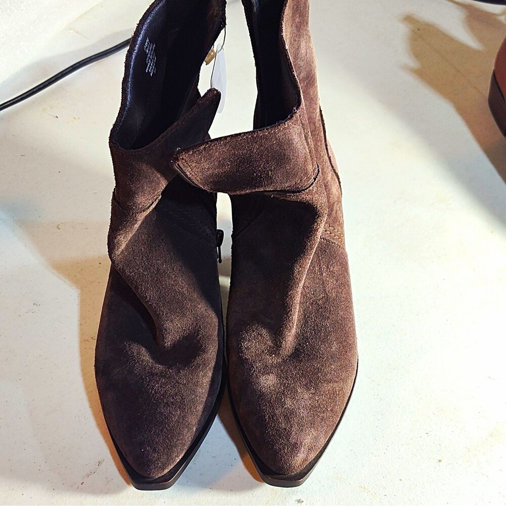 Lucky Brand LP-RAPSE Women's Brown Leather Ankle Booties Zip Pointed Toe Sz 7